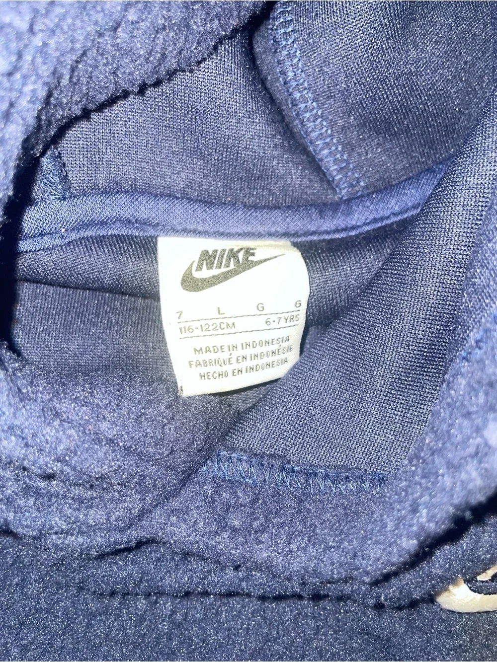 Nike Kids Navy Fleece Hooded Sweatshirt with White Logo